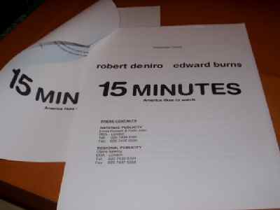 15 MINUTES: UK Promotional Booklet