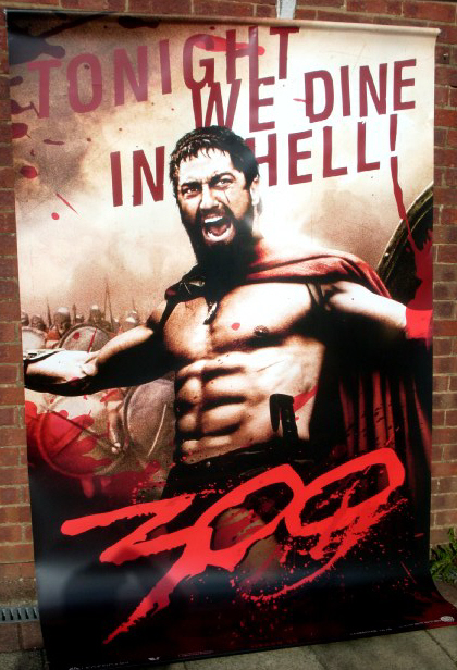 300: King Leonidas/Gerard Butler Cinema Banner 'Tonight We Dine In Hell'