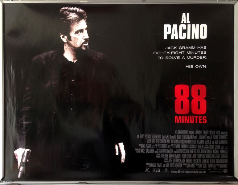Cinema Poster: 88 MINUTES 2008 (Quad) Al Pacino Alicia Witt Jon Avnet Cinema Poster: 88 MINUTES 2008 (Quad) Al Pacino Alicia Witt Jon Avnet