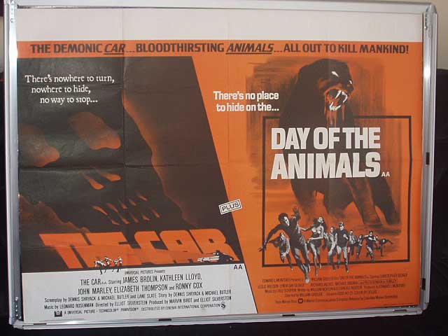 Cinema Poster: CAR, THE/DAY OF THE ANIMALS 1977 (Double Bill Quad) Cinema Poster: CAR, THE/DAY OF THE ANIMALS 1977 (Double Bill Quad)