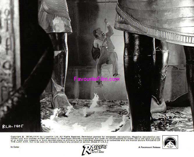 RAIDERS OF THE LOST ARK: B/W Still Indy Lowered Into Snake Pit