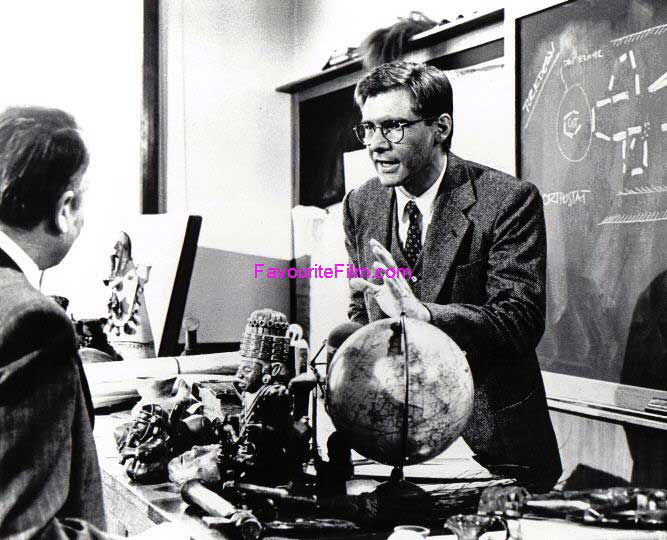 RAIDERS OF THE LOST ARK: B/W Still Indy in Classroom