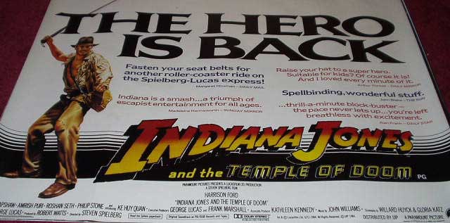 INDIANA JONES AND THE TEMPLE OF DOOM: Review UK Quad Film Poster