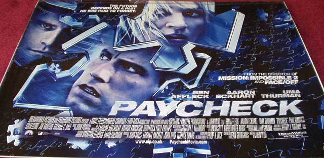 PAYCHECK: Main UK Quad Film Poster PAYCHECK: Main UK Quad Film Poster