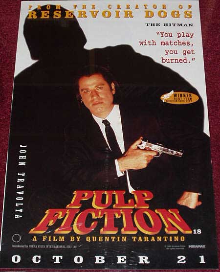 PULP FICTION: John Travolta/The Hitman Character Film Poster PULP FICTION: John Travolta/The Hitman Character Film Poster
