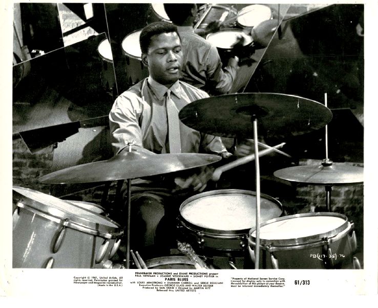 Publicity Photo/Still: SIDNEY POITIER - PARIS BLUES 1961 On Drums