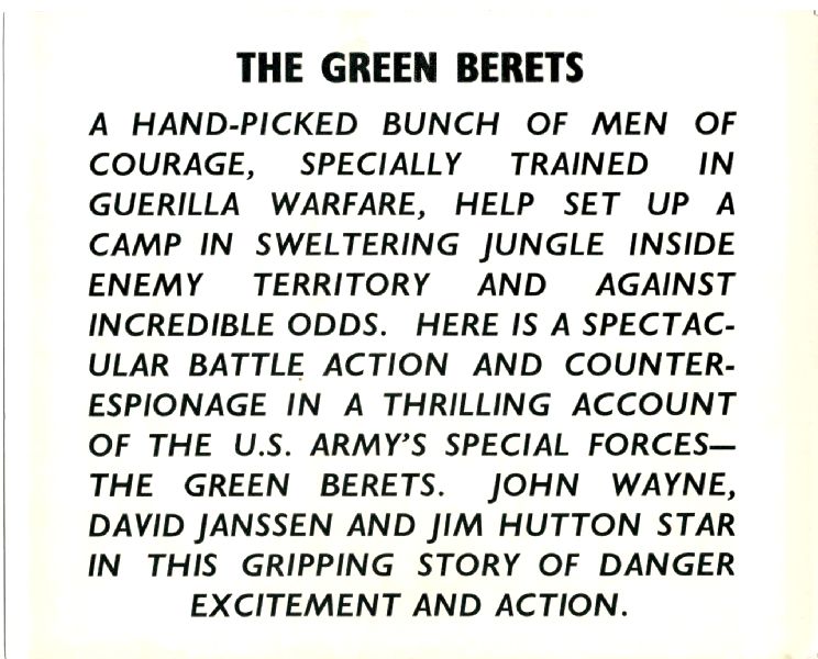 Lobby Cards: GREEN BERETS, THE 1968 (John Wayne) Set Of 8 UK Cards