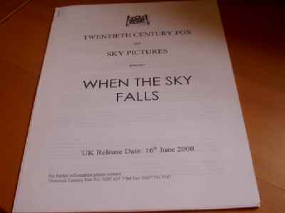 WHEN THE SKY FALLS: Promotional Booklet