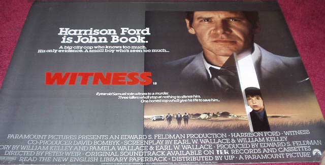 Cinema Poster: WITNESS 1985 (Right Photo Quad) Harrison Ford Kelly McGillis Cinema Poster: WITNESS 1985 (Right Photo Quad) Harrison Ford Kelly McGillis