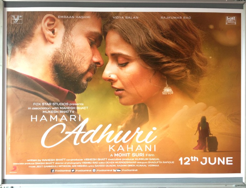 Cinema Poster: HAMARI ADHURI KAHANI 2015 (Quad) Emraan Hashmi Vidya Balan