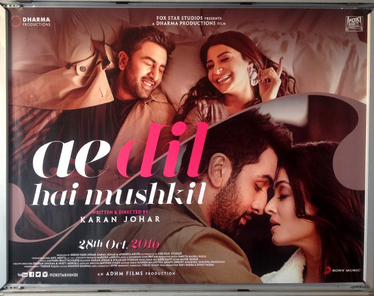 Cinema Poster: AEDIL HAI MUSHKIL 2016 (Quad) Aishwarya Rai Bachchan Ranbir Kapoor