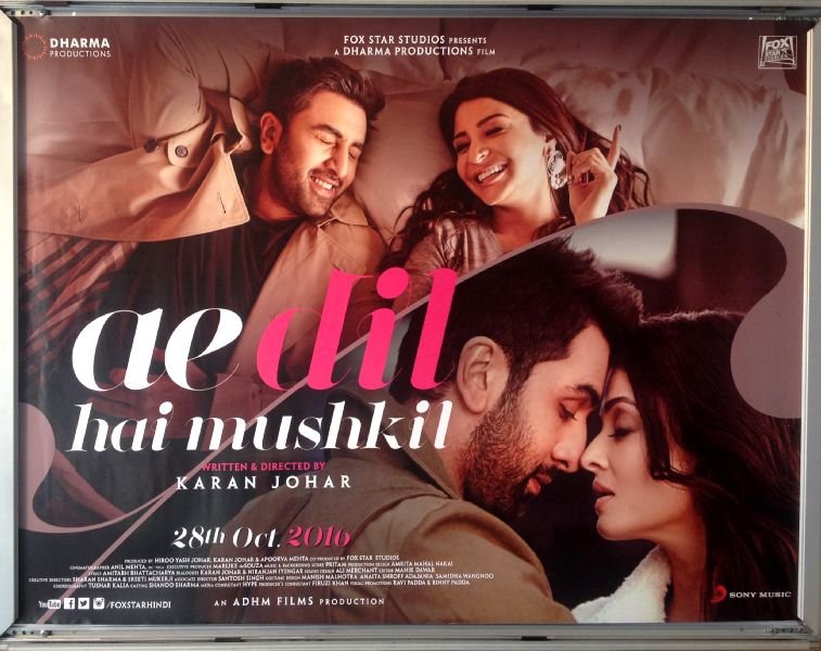 Cinema Poster: AEDIL HAI MUSHKIL 2016 (Quad) Aishwarya Rai Bachchan Ranbir Kapoor Cinema Poster: AEDIL HAI MUSHKIL 2016 (Quad) Aishwarya Rai Bachchan Ranbir Kapoor