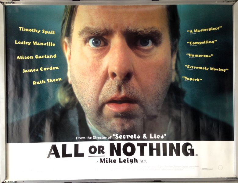 Cinema Poster: ALL OR NOTHING 2002 (Quad) Timothy Spall Lesley Manville Cinema Poster: ALL OR NOTHING 2002 (Quad) Timothy Spall Lesley Manville