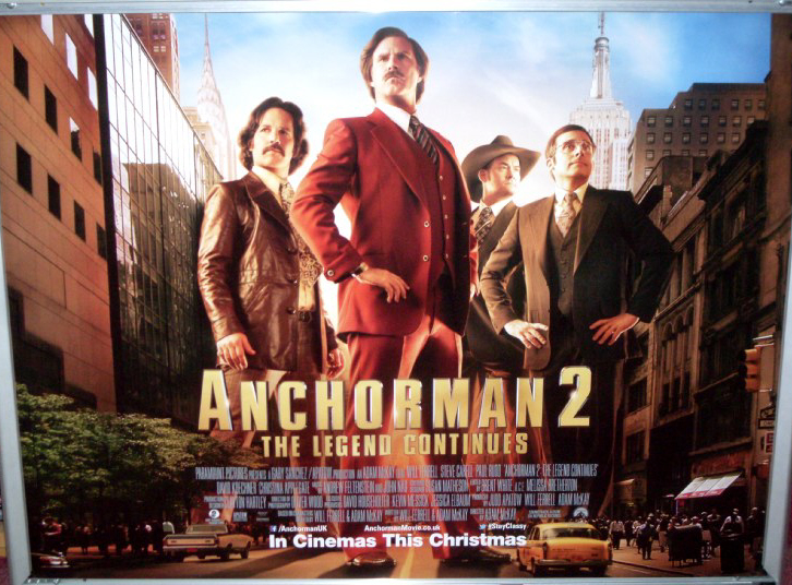 ANCHORMAN 2 THE LEGEND CONTINUES: Main UK Quad Film Poster ANCHORMAN 2 THE LEGEND CONTINUES: Main UK Quad Film Poster