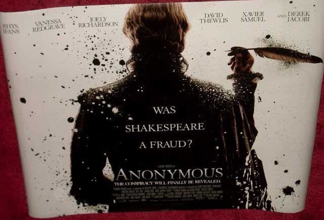 ANONYMOUS: UK Quad Film Poster ANONYMOUS: UK Quad Film Poster