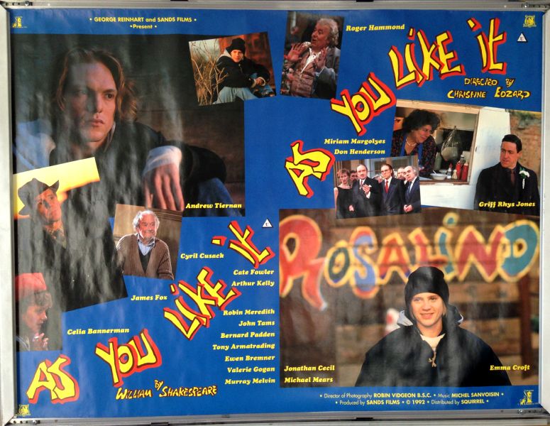 Cinema Poster: AS YOU LIKE IT 1992 (Quad) Ewen Bremner James Fox Griff Rhys Jones Cinema Poster: AS YOU LIKE IT 1992 (Quad) Ewen Bremner James Fox Griff Rhys Jones