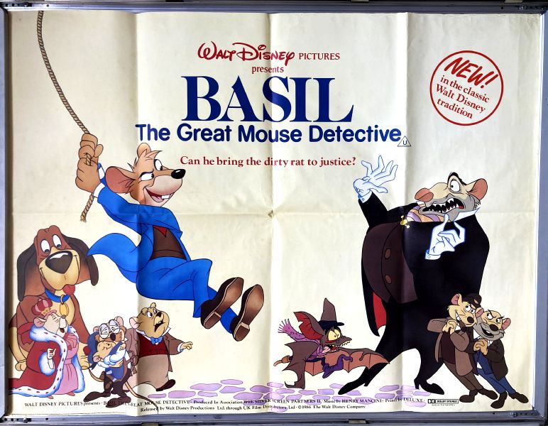 Cinema Poster: BASIL THE GREAT MOUSE DETECTIVE 1986 (Quad) Vincent Price