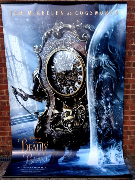 Cinema Banner: BEAUTY AND THE BEAST 2017 (Cogsworth) Emma Watson Dan Stevens Luke Evans