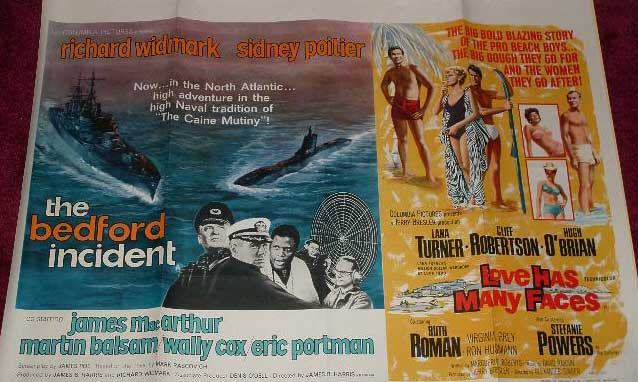 BEDFORD INCIDENT, THE/LOVE HAS MANY FACES: Double Bill UK Quad Film Poster BEDFORD INCIDENT, THE/LOVE HAS MANY FACES: Double Bill UK Quad Film Poster