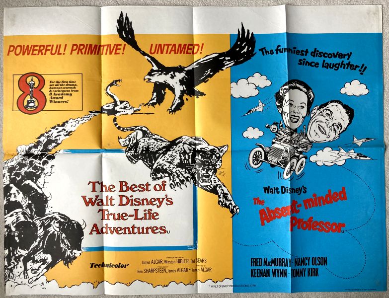 Cinema Poster: BEST OF WALT DISNEY'S TRUE-LIFE ADVENTURES/ABSENT MINDED PROFESSOR 1975 (Quad) Cinema Poster: BEST OF WALT DISNEY'S TRUE-LIFE ADVENTURES/ABSENT MINDED PROFESSOR 1975 (Quad)
