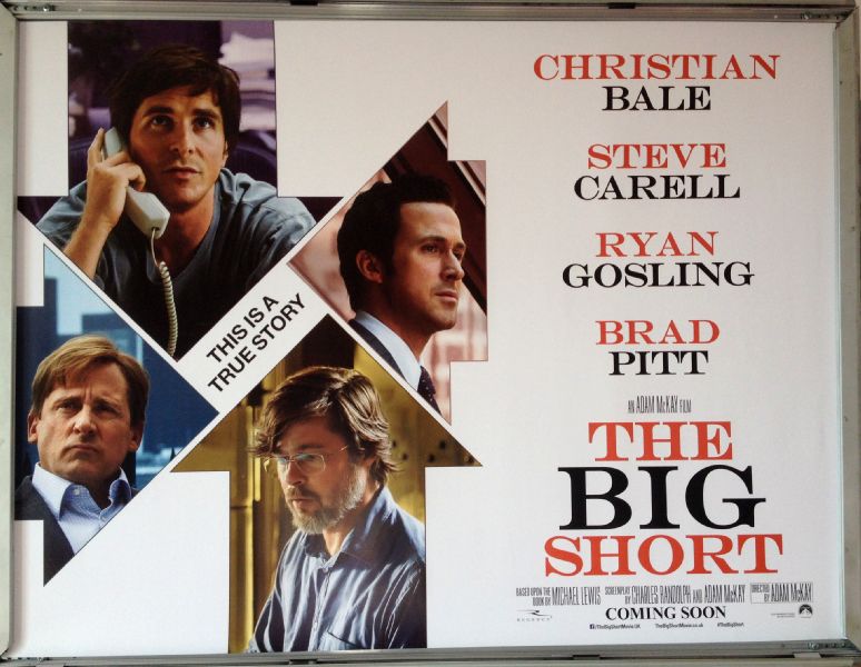 Cinema Poster: BIG SHORT 2016 (Quad) Christian Bale Steve Carell Ryan Gosling