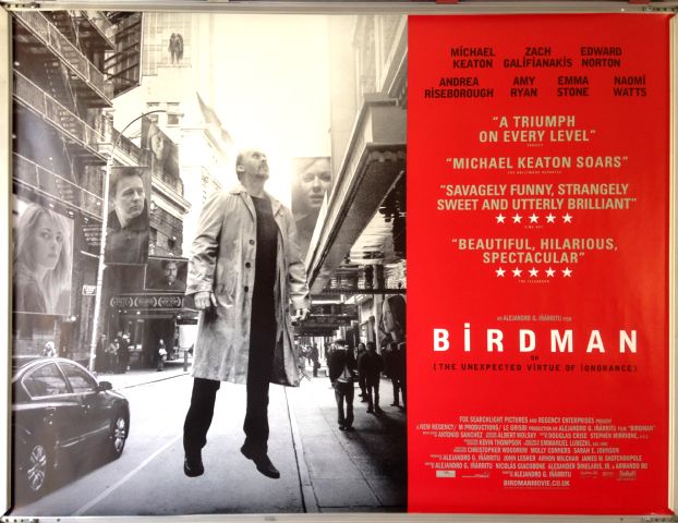 Cinema Poster: BIRDMAN 2015 (Quad) Michael Keaton Zach Galifianakis Emma Stone