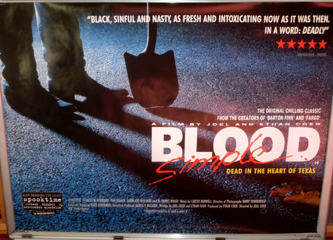 BLOOD SIMPLE: UK Quad Film Poster