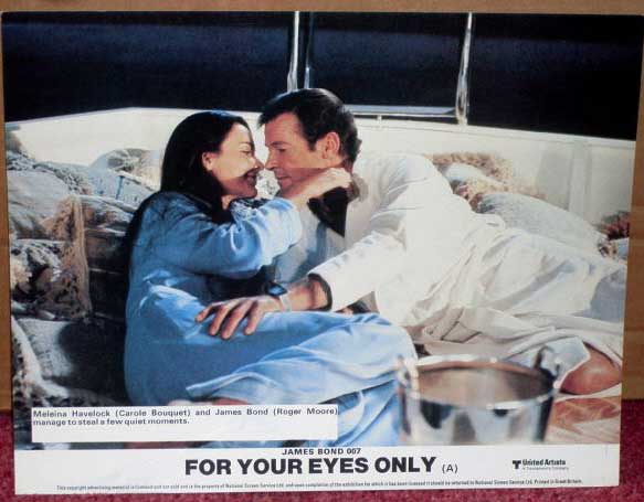 JB FOR YOUR EYES ONLY (James Bond): UK Lobby Card On Bed JB FOR YOUR EYES ONLY (James Bond): UK Lobby Card On Bed