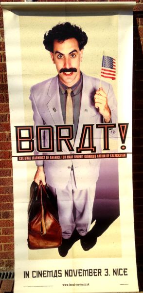 Cinema Banner: BORAT 2006 (Main Design Suit) Sacha Baron Cohen Pamela Anderson Cinema Banner: BORAT 2006 (Main Design Suit) Sacha Baron Cohen Pamela Anderson