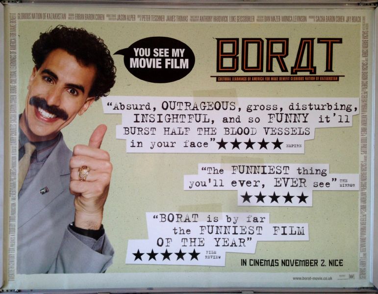 Cinema Poster: BORAT 2006 (Review Quad) Sacha Baron Cohen Ken Davitian