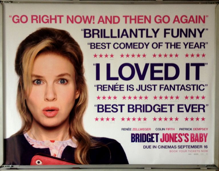 Cinema Poster: BRIDGET JONES'S BABY 2016 (Review Quad) Rene Zellweger