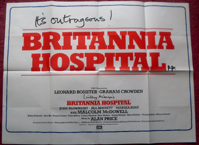 BRITANNIA HOSPITAL: UK Quad Film Poster BRITANNIA HOSPITAL: UK Quad Film Poster