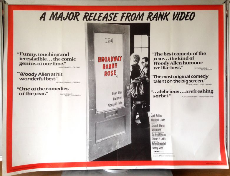 Cinema Poster: BROADWAY DANNY ROSE 1984 (Quad) Woody Allen Mia Farrow Cinema Poster: BROADWAY DANNY ROSE 1984 (Quad) Woody Allen Mia Farrow