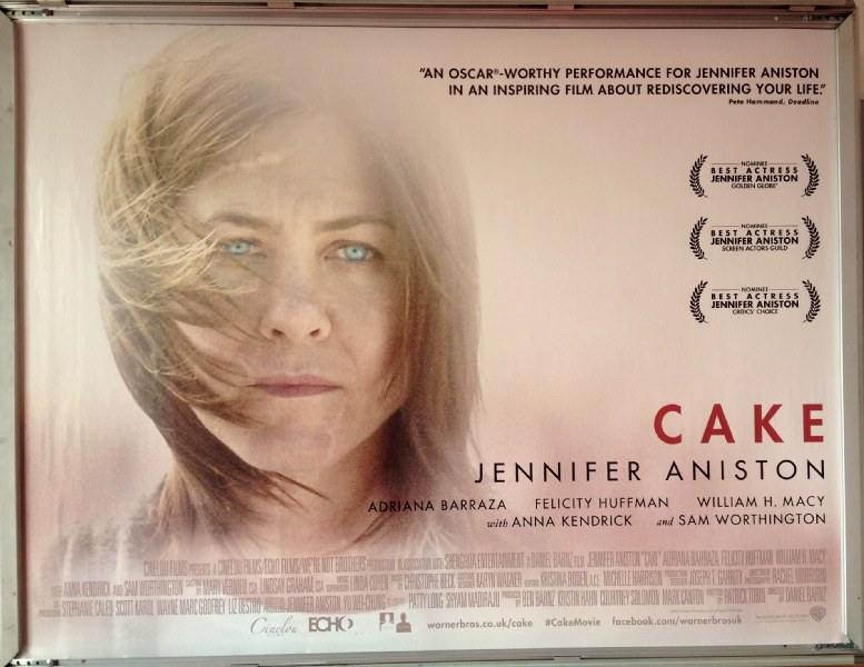 Cinema Poster: CAKE 2015 (Quad) Jennifer Aniston Sam Worthington Anna Kendrick