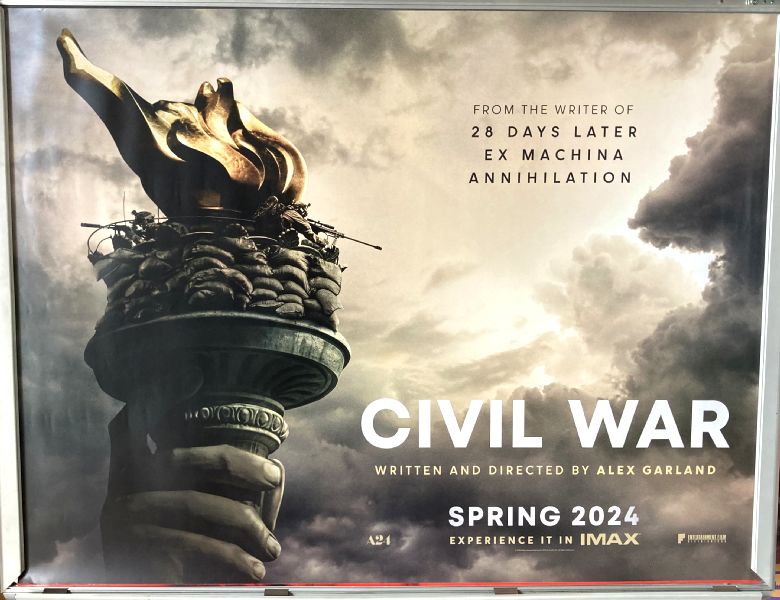 Cinema Poster: CIVIL WAR 2024 (Quad) Kirsten Dunst Wagner Moura Alex Garland Cinema Poster: CIVIL WAR 2024 (Quad) Kirsten Dunst Wagner Moura Alex Garland