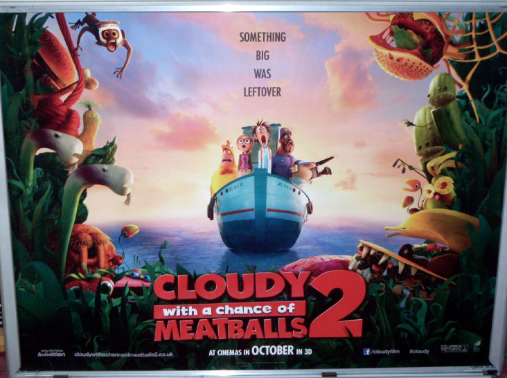 CLOUDY WITH A CHANCE OF MEATBALLS 2: Advance UK Quad Film Poster
