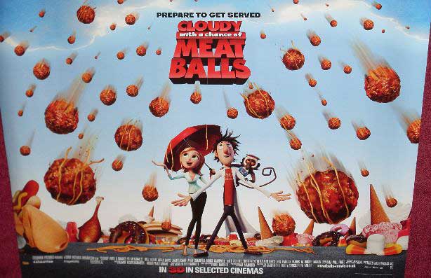 CLOUDY WITH A CHANCE OF MEATBALLS: Main UK Quad Film Poster
