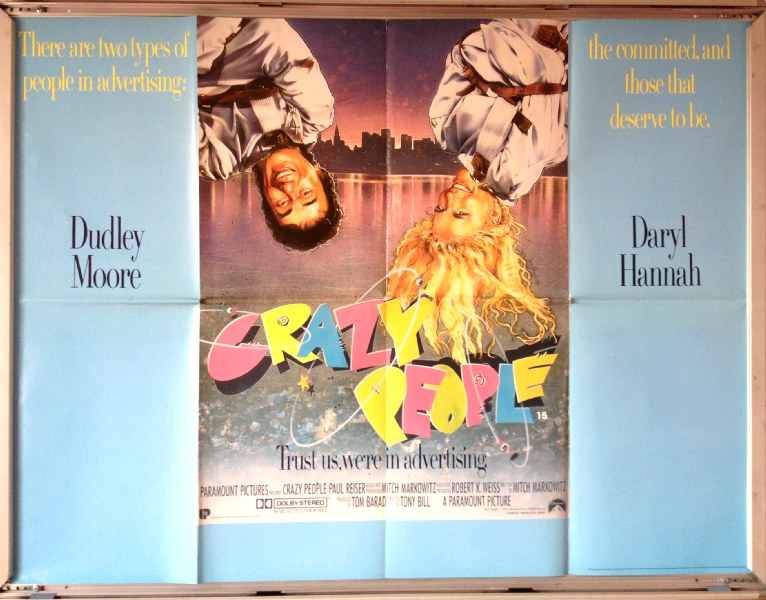 Cinema Poster: CRAZY PEOPLE 1990 (Quad) Dudley Moore Daryl Hannah Paul Reiser Cinema Poster: CRAZY PEOPLE 1990 (Quad) Dudley Moore Daryl Hannah Paul Reiser