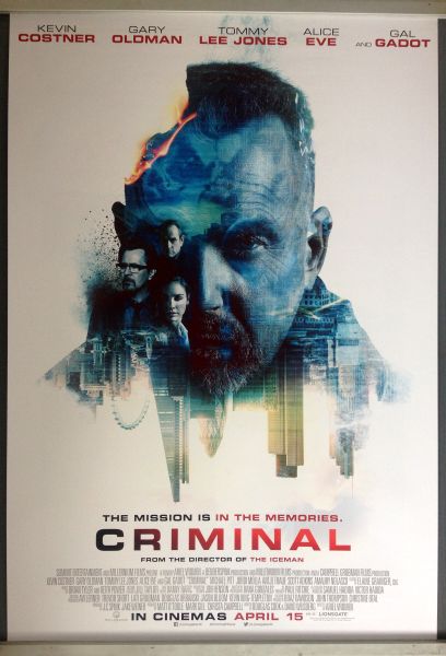 Cinema Poster: CRIMINAL 2016 (One Sheet) Kevin Costner Ryan Reynolds Gal Gadot Cinema Poster: CRIMINAL 2016 (One Sheet) Kevin Costner Ryan Reynolds Gal Gadot