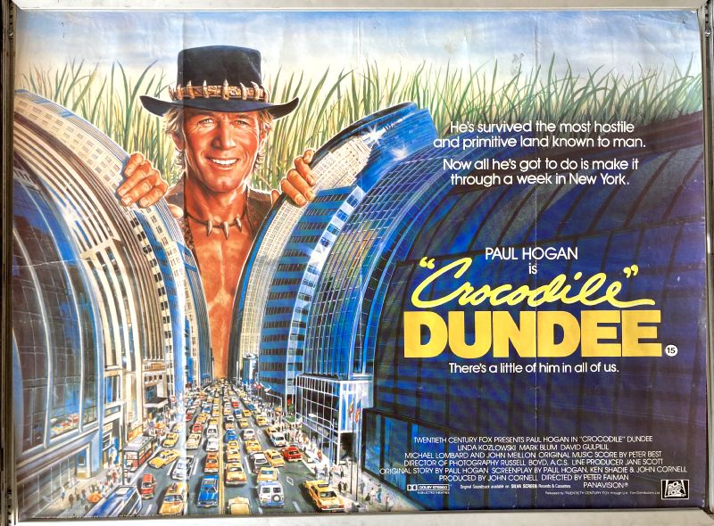 Cinema Poster: CROCODILE DUNDEE 1986 (Quad) Paul Hogan Linda Kozlowski Cinema Poster: CROCODILE DUNDEE 1986 (Quad) Paul Hogan Linda Kozlowski