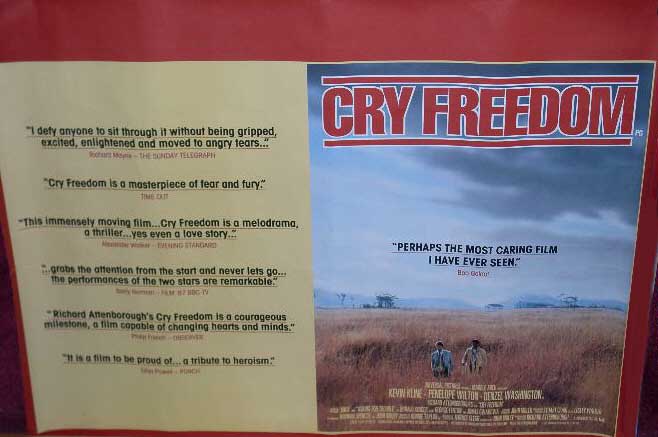 CRY FREEDOM: Review UK Quad Film Poster CRY FREEDOM: Review UK Quad Film Poster