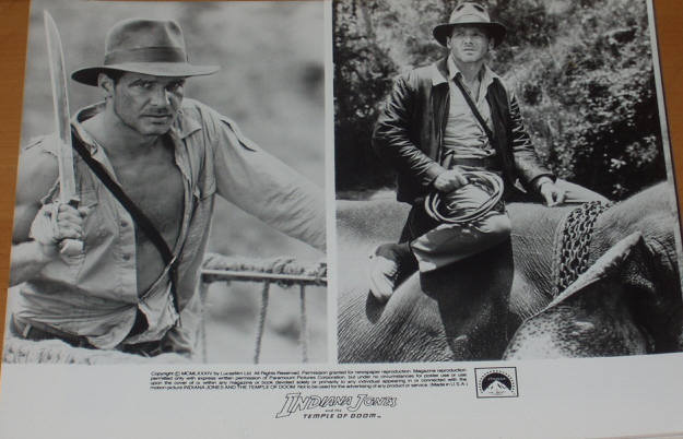 INDIANA JONES AND THE TEMPLE OF DOOM: B/W Still Double Photo 2