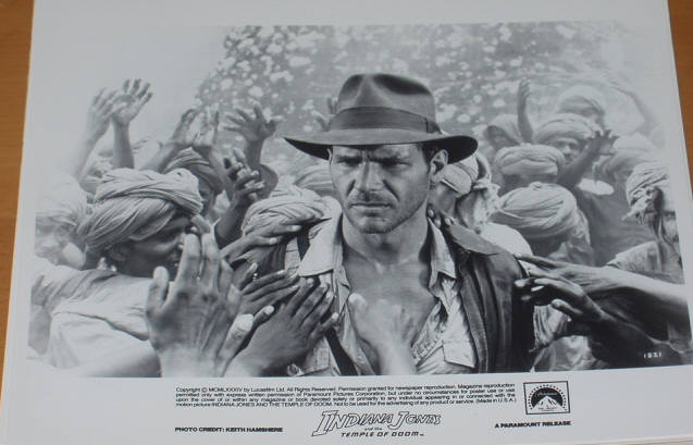 INDIANA JONES AND THE TEMPLE OF DOOM: B/W Still Indy & Hands