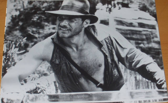 INDIANA JONES AND THE TEMPLE OF DOOM: B/W Still Indy Wields Blade