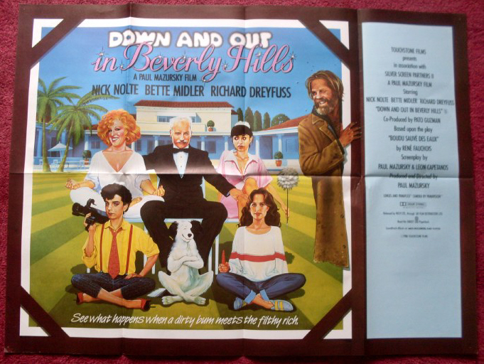 DOWN AND OUT IN BEVERLY HILLS: UK Quad Film Poster DOWN AND OUT IN BEVERLY HILLS: UK Quad Film Poster