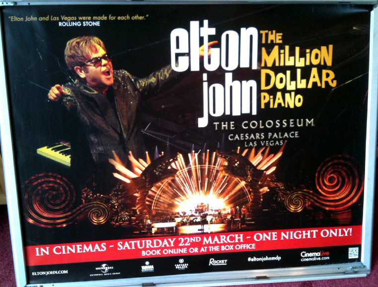 ELTON JOHN THE MILLION DOLLAR PIANO: Main UK Quad Film Poster ELTON JOHN THE MILLION DOLLAR PIANO: Main UK Quad Film Poster