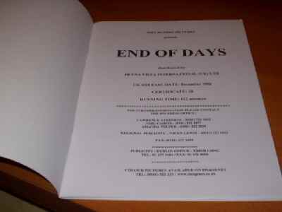 END OF DAYS: Promotional Booklet