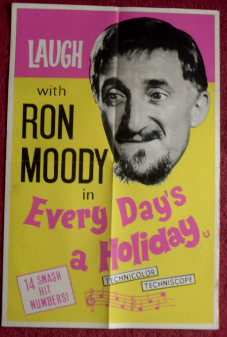 EVERY DAY'S A HOLIDAY: Ron Moody Double Crown Film Poster