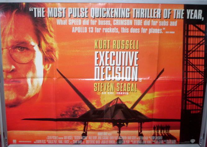 Cinema Poster: EXECUTIVE DECISION 1996 (Quad) Kurt Russell Steven Seagal Cinema Poster: EXECUTIVE DECISION 1996 (Quad) Kurt Russell Steven Seagal