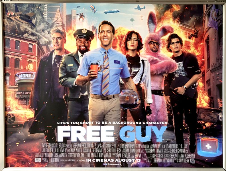 Cinema Poster: FREE GUY 2021 (Main Quad) Ryan Reynolds Jodie Comer